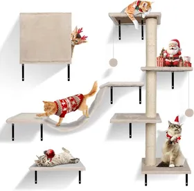 Comparer les prix de Mur D'Escalade Pour Chat-Grand Pont Suspendu-Colonnes À Gratter Avec Sisal-Étagère Murale De Repos Et De Jeu Avec Boule De Trace-M