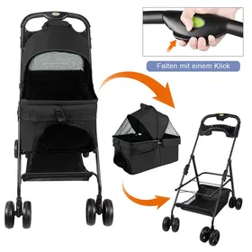 Meilleurs prix pour MIPAN POUSSETTE POUR ANIMAUX  Poussette pour chien et chat 3 en 1 pliable Panier de rangement amovible roues 360° 50*65*99 cm noir