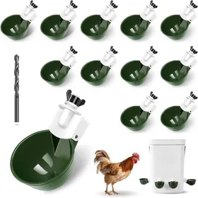 Comparer les prix de 12 tasses deau pour abreuvoirs à poulets - Mangeoire à eau à remplissage automatique système darrosage par gravité pour volaille