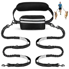 Comparer les prix de Laisse Main Libre Chien Ceinture laisse extensible195-125cm à amortisseur Ceinture réglable parfaite pour la course à pied et marche