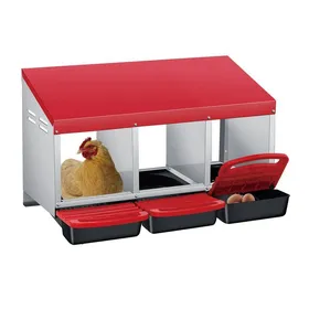 Comparer les prix de Pondoir pour Poules Nichoirs 3 cases avec perchoir et Triple bac de recyclage des œufs- Antirouille /Étanche/ Ventilé -Rouge