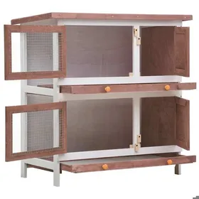 Comparer les prix de [87852]Clapier dextérieur - Meuble de cages/Clapier à lapins - 4 portes Marron BoisPoids:12.9 Kg