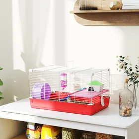 Meilleurs prix pour Cage hamster cage rongeur à 2 niveaux base amovible nettoyage facile cabane roue dexercice 47 x 30 x 27 cm blanc