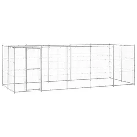 Meilleurs prix pour Chenil extérieur en acier galvanisé - vidaXL - 121 m² - Argent - 550x220x180 cm - Toit résistant à leau et aux UV