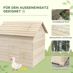 Comparer les prix de Pawut Duck house avec toit pliant incliné poulailler avec plancher surélevé et rampe de porte dentrée sapin Duck H