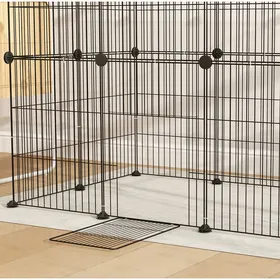 Comparer les prix de Enclos pour petits animaux modulaire avec porte intégrée en acier noir 120 x 60 x 80 cm pour lapin intérieur Grjofek