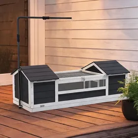 Comparer les prix de Enclos pour tortue 2 niches avec support de lampe réglable bois de sapin gris 120 x 565 x 43 cm