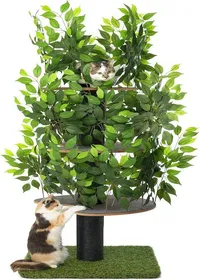 Meilleurs prix pour Arbre à Chat pour Grimper, se Cacher et Dormir - Griffoir Breveté à Feuilles interchangeables, Plusieurs Niveaux, Montage Facile