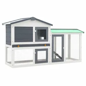 Meilleurs prix pour @FRENCH Clapier large dextérieur - Pour 10 Animau x - Gris et blanc 145 x 45 x 84cm - Bois - Maison Lapin Enclos 66986