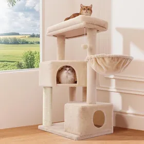 Comparer les prix de Arbre à chat XXL - JOZSI - Tour 105 cm 4 niveaux avec condo hamacs plateformes et poteaux sisal stable pour chats jusqu’à 9 kg