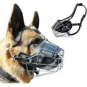 Meilleurs prix pour Muselière en métal pour grands chiens - PZCC - Cuir - Noir - Taille M - Circonférence 30 cm - Longueur 85-9 cm