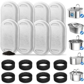 Comparer les prix de Filtres pour Fontaine à Eau AnimauxLot de 8 Cartouches Compatibles 3.2L avec Éponge FiltranteEntretien Facile pour Santé de Femeo