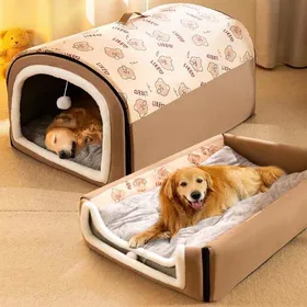Meilleurs prix pour Grand lit pour chien niche 2 en 1 pour chien chat igloo sac de couchage confortable pour chiens nid dhiver chaudXL70*53*7