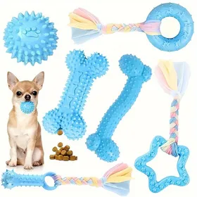 Comparer les prix de Jouets interactifs pour chien - Phoesky - Lot de 6 - Résistant aux morsures - TPR - Nettoyage des dents - Bleu