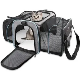 Meilleurs prix pour Sac de transport pour chat et chien pliable et extensible   - Gris - Convient aux animaux jusqu'à 12kg