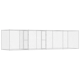 Meilleurs prix pour Cage pour chien extérieure - vidaXL - 800x200x200 cm - Argenté - Acier et PE - Porte verrouillable - Murs en treillis