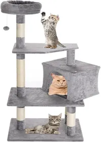 Meilleurs prix pour Arbre Griffoir-1 Boule-1 Niche-Couvertures Pour Chats Animaux Félins Interactif-Anti-Rayures-Stable-Robuste-Arbre Grimpant Solide-