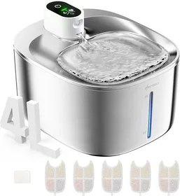 Meilleurs prix pour Fontaine A Eau Chat Inox Sans Fil En Acier,4L Fontaine Pour Chat Avec Capteur Automatique,Ultra Silencieux Avec Batterie 4000 Mah