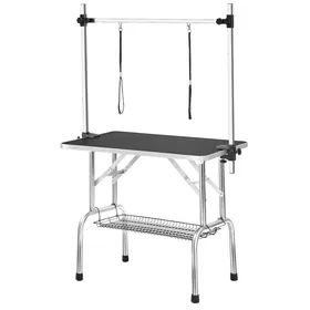 Comparer les prix de Table de toilettage pliable pro pour animaux bain et tonte réglable robuste portable antidérapante noire 117x61x76 cm