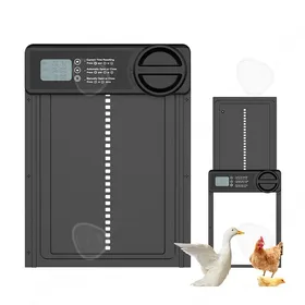 Meilleurs prix pour C Porte poulailler 24.38x33cm porte automatique poulailler anti-pincement intelligent avec ecran LCD capteur de lumière