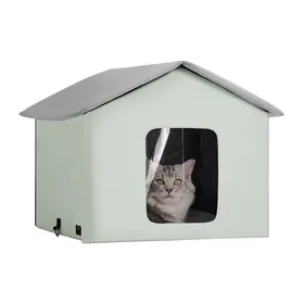 Meilleurs prix pour Maison Chat Chauffante-VEVOR-Niche Chat Extérieur avec Coussin Chauffant Température Réglable-pour Rester au Chaud-Vert-M