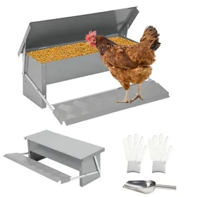 Comparer les prix de Hengda Mangeoire poules automatique - Distributeur 5KG avec pédale cuillère inox et gants anti-rongeur