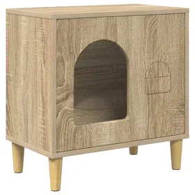 Meilleurs prix pour Maison moderne pour chats - vidaXL - Sonoma - 51x30x52 cm - Bois dingénierie - Design rectangulaire - Assemblage requis