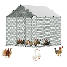 Comparer les prix de Enclos Poulailler Métal-VEVOR-2x2x2 m Parc Grillagé à Poule Toit en Forme de Pente Grande Cage Extérieur pour Poules Canards