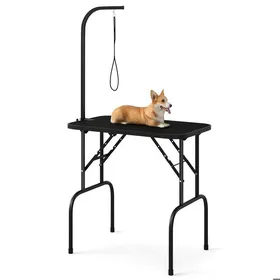 Comparer les prix de Table De Toilettage Pour Chien Costway Pieds Pliable, Station De Beauté Professionnelle Pour Animaux Avec Bras Réglables En Hauteur