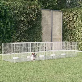 Meilleurs prix pour Argent Cage pour lapins - enclos dextérieur - 5 panneaux 273x79x54 cm Fer galvanisé A2057