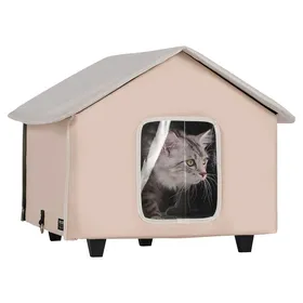 Meilleurs prix pour Maison Chat Surélevée Chauffante-VEVOR-Niche Chat Extérieur avec Coussin Chauffant-pour Rester au Chaud-Marron, M