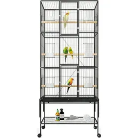 Meilleurs prix pour TOYS S-Grande cage à oiseaux en métal avec roulettes plateau extractible-81 x 46 x 175 cm