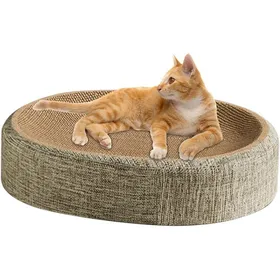 Comparer les prix de 1 Griffoir Chat 60x40x10cm Sisal Panneau Gratteur Lit Ovale Intérieur Extérieur Label