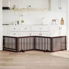 Comparer les prix de vidaXL Barrière pour chiens avec porte 4 panneaux bois de peuplier barrière pour animaux de compagnie barrière pour chien 352265