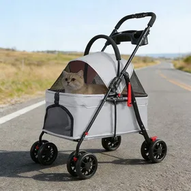 Comparer les prix de SUPFINE Poussette pour Animaux 3 en 1 pour Chiens et Chats de Petite et Moyenne Taille 34 × 60 × 97 cm Supporter 15kg Gris