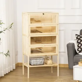 Comparer les prix de Cage en bois pour hamster 5 niveaux cage pour rongeurs cage pour petits animaux avec toit grillagé et rampes 60 x 40 x 120 cm