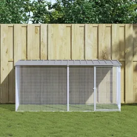 Meilleurs prix pour Gris Cage pour poules - Assemblage Facile - avec toit gris clair 203x98x90 cm en acier galvanisé A2097