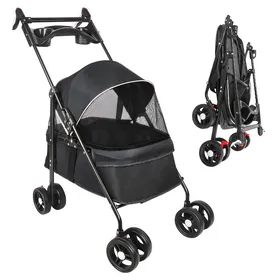 Meilleurs prix pour XJING-Poussette pliante pour animaux de compagnie-Poussette pour chiens et chats-Mode et durable-Noir-50*70*95cm