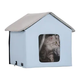 Meilleurs prix pour Maison Chat Chauffante-VEVOR-Niche Chat Extérieur avec Coussin Chauffant, Température Réglable-pour Rester au Chaud-Bleu-S