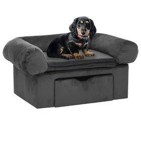 Comparer les prix de Automne/hiverCanapé pour chien avec tiroir Gris foncé 75x50x38cm Peluche - HAuteur:38cm - Grande Taille &FR_641818