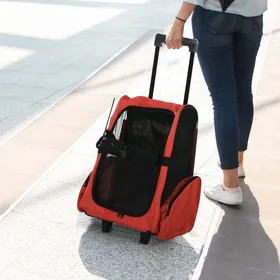 Comparer les prix de MOTHINESSTO455-Sac de transport à roulettes pour chien 2 en 1 trolley chariot sac à dos pour chien chat avec poignée téléscopique s