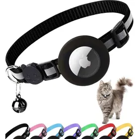 Comparer les prix de Collier de sécurité pour chat collier réfléchissant pour chaton avec support Apple AirTag et clochette (noir)