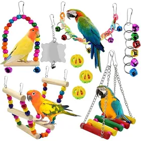 Meilleurs prix pour Lot de 9 jouets pour perroquet avec bançoirehamacclocheséchellemiroirà mâcherpour perruches KIT JOUET