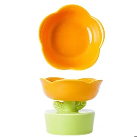 Meilleurs prix pour Gamelle pour chat - Céramique - Orange - Grande capacité - Protection colonne vertébrale - Forme fleur
