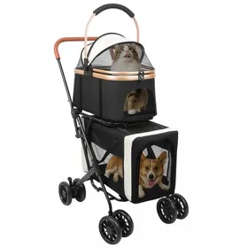 Comparer les prix de KEDIA Poussette pour Animaux à deux étages Design Pliable Rapidement Adaptée aux Chats et aux Chiens