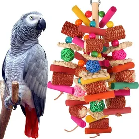 Comparer les prix de Jouet naturel à mâcher et à fourrager pour perroquet – Idéal pour les calopsittes les perruches les conures et les oiseaux de
