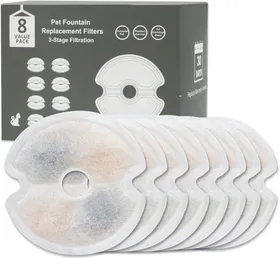 Meilleurs prix pour 8 Pièces Filtre Fontaine Eau Chat pour Fontaine pour Animaux de Compagnie,Filtration en 3 étapes,10 cm,pour Fontaine à Eau
