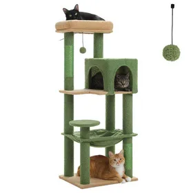 Meilleurs prix pour PAWZ Road Arbre à chat Design Spacieux Grande Hamac Dur Stable Avec hamac et belle maison pour chat-S Vert 113cm