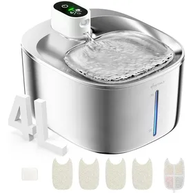 Meilleurs prix pour Fontaine a Eau Chat INOX s Fil en Acier 4L Fontaine pour Chat avec Capteur Autatique Ultra Silencieux avec Batteri FONTAINE A EAU