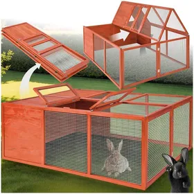 Meilleurs prix pour Enclos - TECTAKE - Clapier pliable en bois laqué avec toit ouvrant grillage sécurisé à mailles fines - 150 x 103 x 53 cm
